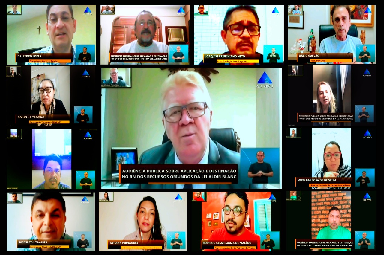 Aplicação da Lei Aldir Blanc no RN é debatida em audiência online na Assembleia