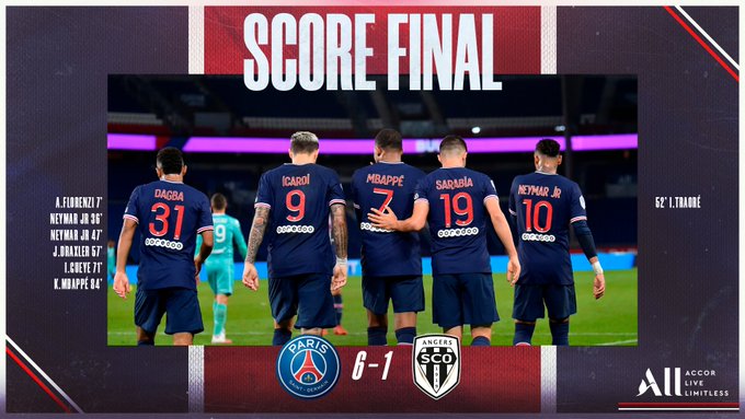 Neymar marca dois gols na vitória do PSG sobre o Angers