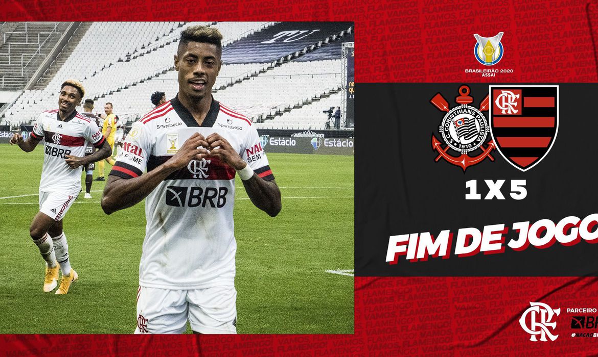 Série A: Flamengo bate Corinthians por 5 a 1 no Itaquerão