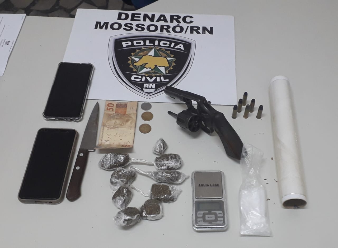 Suspeito por posse ilegal de arma, tráfico e receptação é preso em cidade do RN