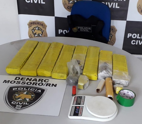 Casal suspeito de tráfico é preso e tem 10kg de drogas apreendidos em Mossoró