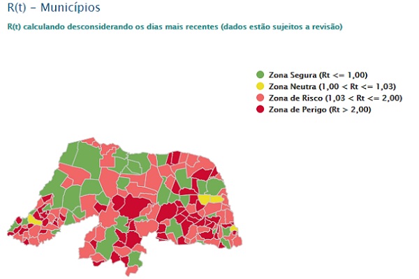 Covid-19: RN tem 60 cidades com taxa de transmissibilidade em 'zona de perigo'