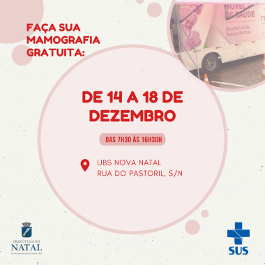 Mutirão de mamografia estará em Nova Natal na próxima semana