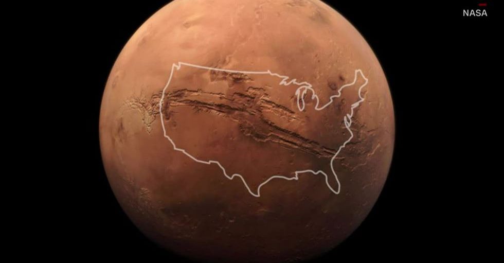 Marte tem o maior cânion de todo o sistema solar, descobre Nasa