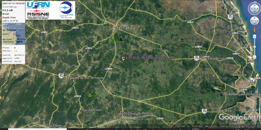 Duas cidades registram primeiros terremotos de 2021 no RN; veja quais