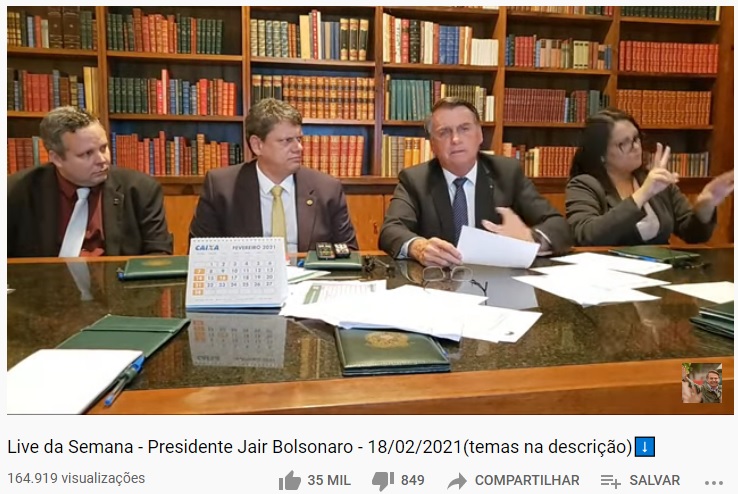 Em Live, Bolsonaro diz que nota com imposto zero no RN tem fator político
