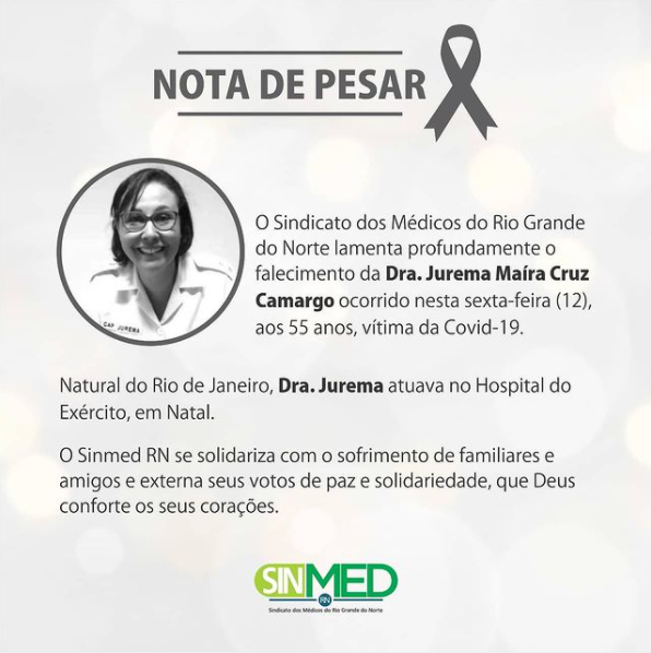 Médica do Hospital do Exército de Natal morre vítima da covid-19