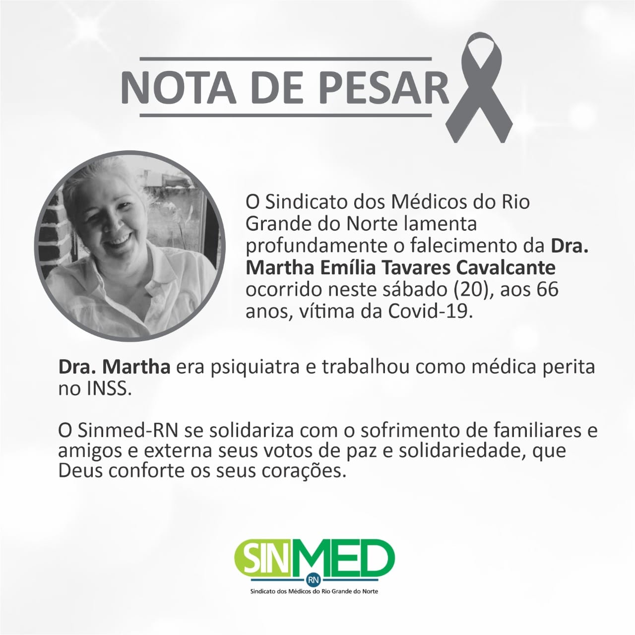 Médica morre aos 66 anos vítima da Covid-19 no RN