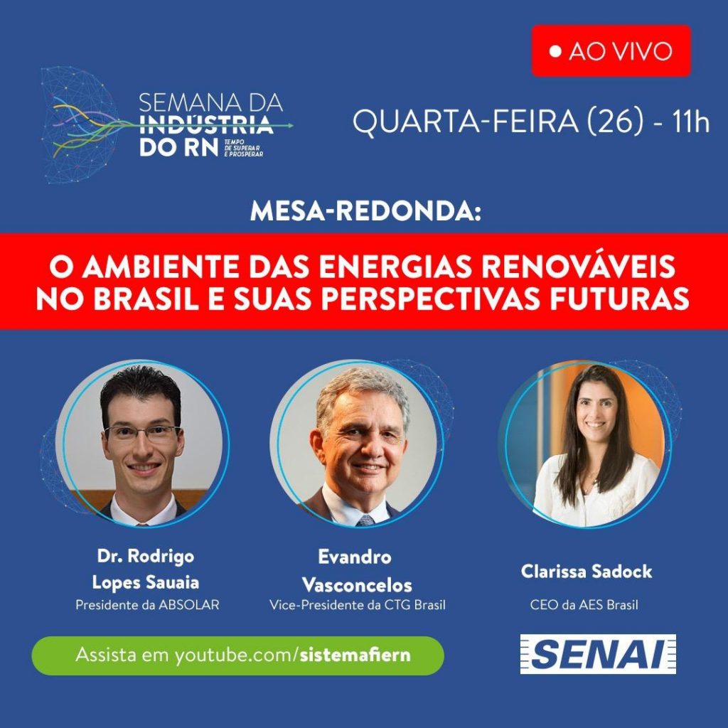 AO VIVO: Ambiente das energias renováveis no Brasil é discutido na FIERN