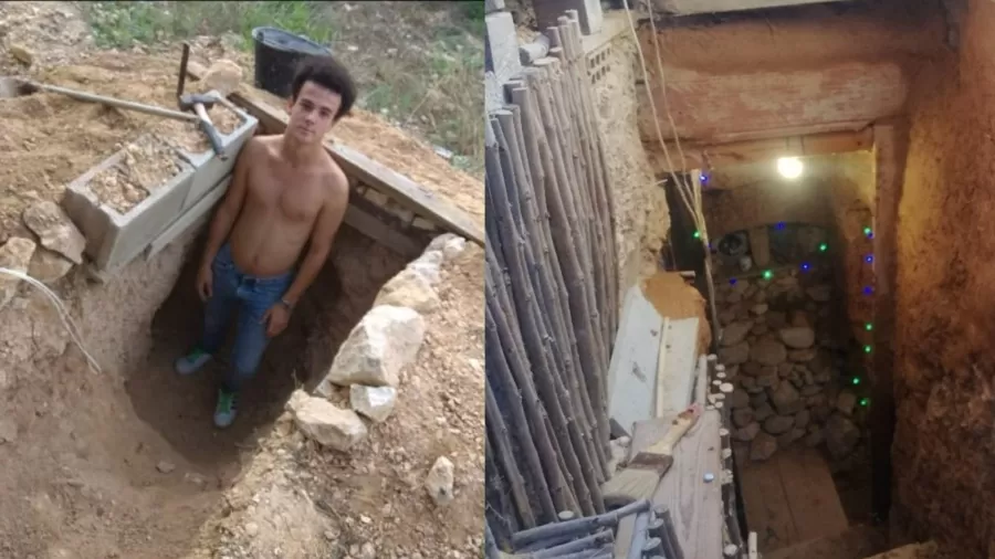 Jovem briga com os pais e constrói caverna no quintal de casa para morar