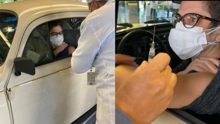 Apresentadora da Globo vai de Fusca se vacinar e bomba na internet