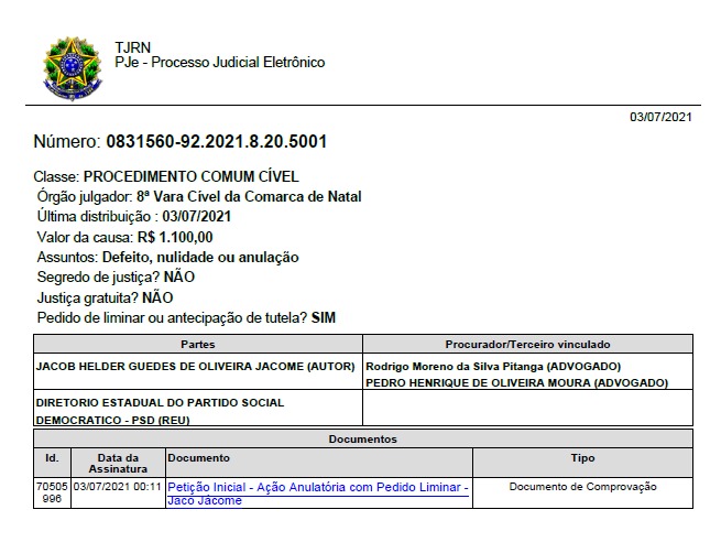 Jacó Jácome esclarece que ingressou com outra ação em que pede liminar urgente para a CPI da Covid no RN
