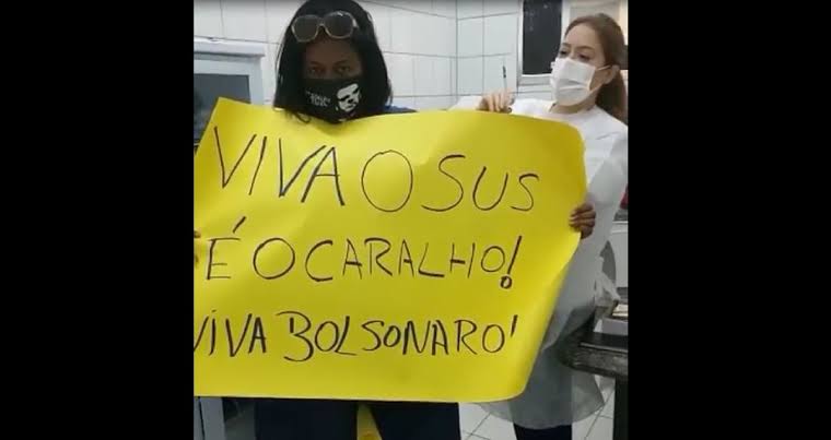 VÍDEO: Ativista exibe faixa “Viva Bolsonaro” e “Fátima genocida” ao se vacinar no RN