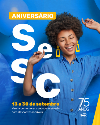 Sesc completa 75 anos com desconto em serviços e programação de eventos