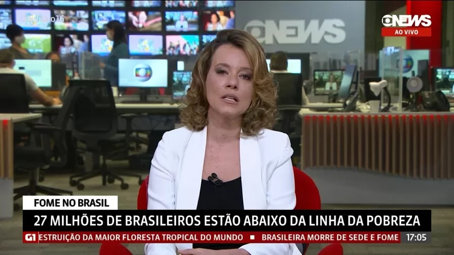 Jornalista chora ao vivo na GloboNews após reportagem sobre fome no Brasil