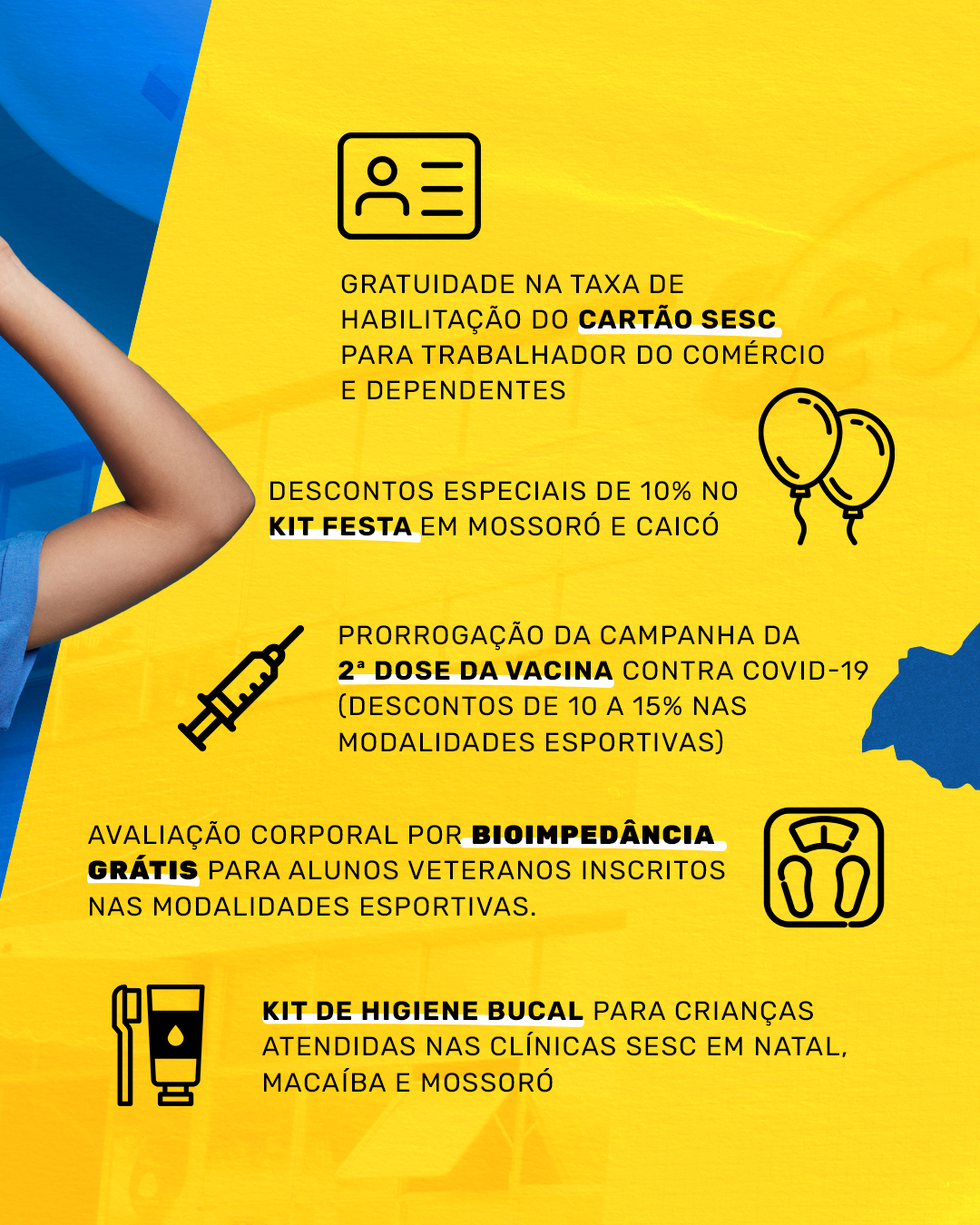 Termina no dia 30, a campanha de descontos do Sesc RN  para quem tomou 2ª dose da vacina
