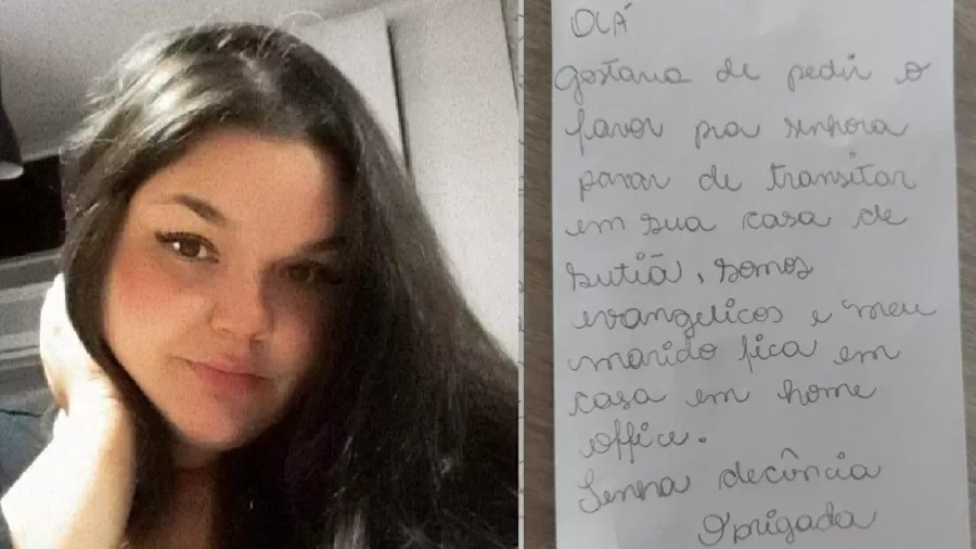 Mulher recebe bilhete para não andar de sutiã em casa: 'Tenha decência'