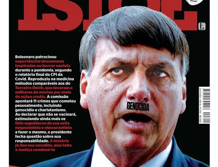 Revista retrata Bolsonaro como Hitler e chama presidente de “genocida”