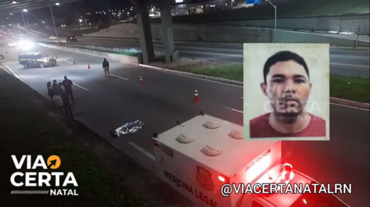 VÍDEO: Motociclista cai de viaduto e morre em Natal