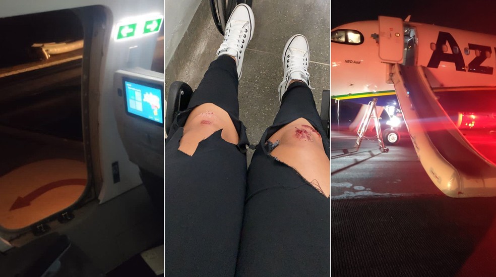 VÍDEO: Passageiros deixam avião às pressas após pane e descem usando escorregador de emergência em MT