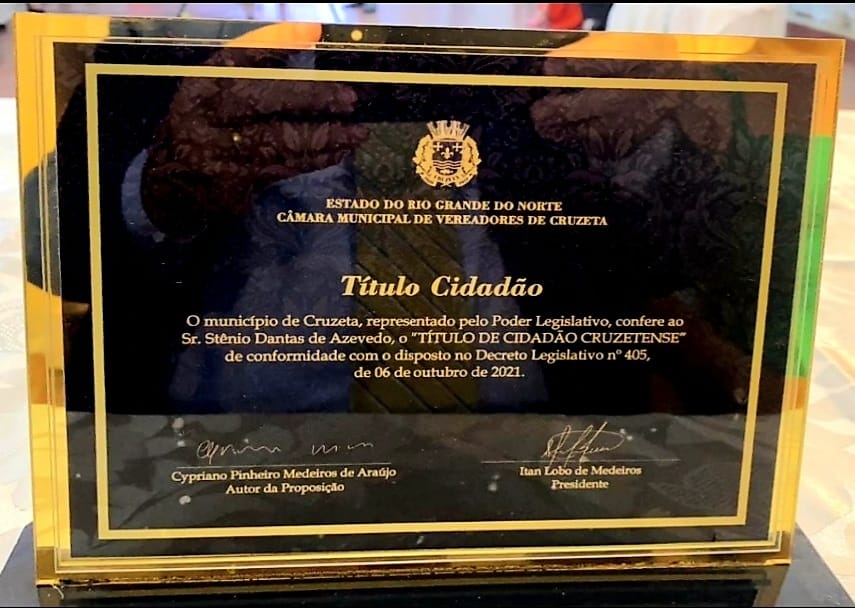 Diretor do Portal Grande Ponto recebe título de cidadão Cruzetense