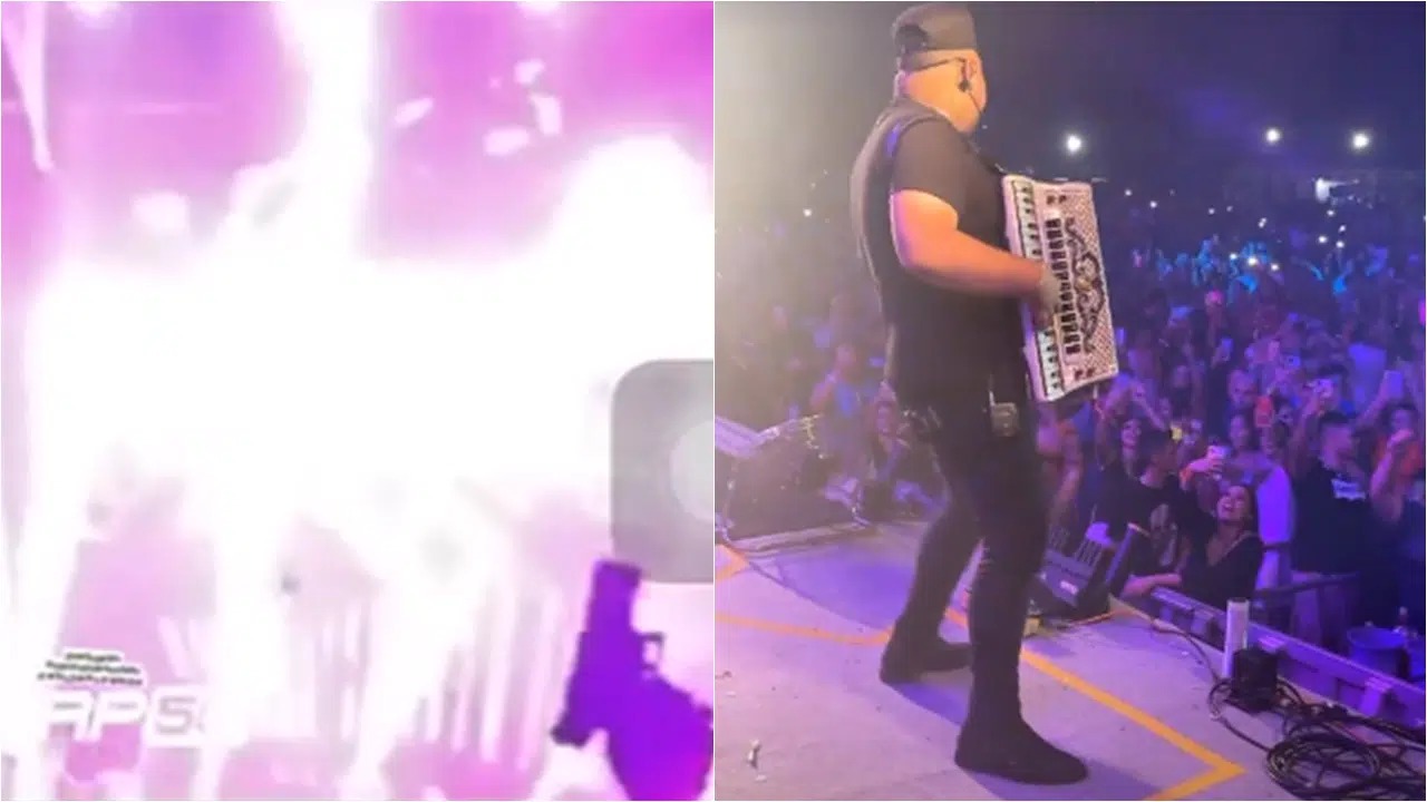 Vídeo flagra homem fazendo 3 disparos em show de Tarcísio do Acordeon no PI; ASSISTA