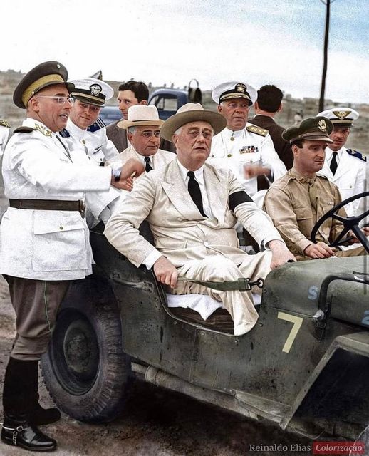 Confira foto colorizada do encontro histórico entre Vargas e Roosevelt no RN