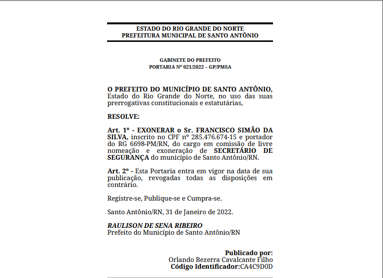 Secretário que agrediu feirante em Santo Antônio é exonerado
