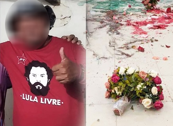 Veja imagens da destruição causada por militante do PT após invadir igreja evangélica
