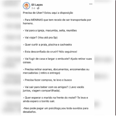 Motorista de aplicativo oferece corrida só para mulheres e até “flagra” em motel