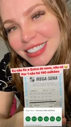 Ex-BBB Paulinha Leite ganha em loteria pela 57ª vez