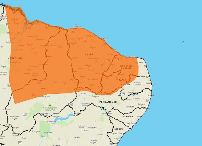 120 municípios do RN podem ser atingidos por chuvas de até 100 mm e ventos; confira quais