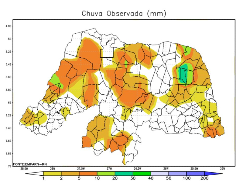 Chuva atingiu 74 pontos do RN neste sábado; confira as cidades com maior índice pluviométrico