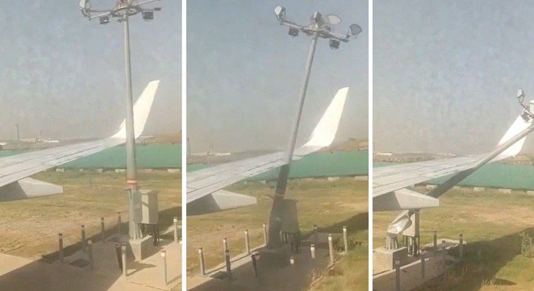 VÍDEO: Avião bate em poste antes da decolagem