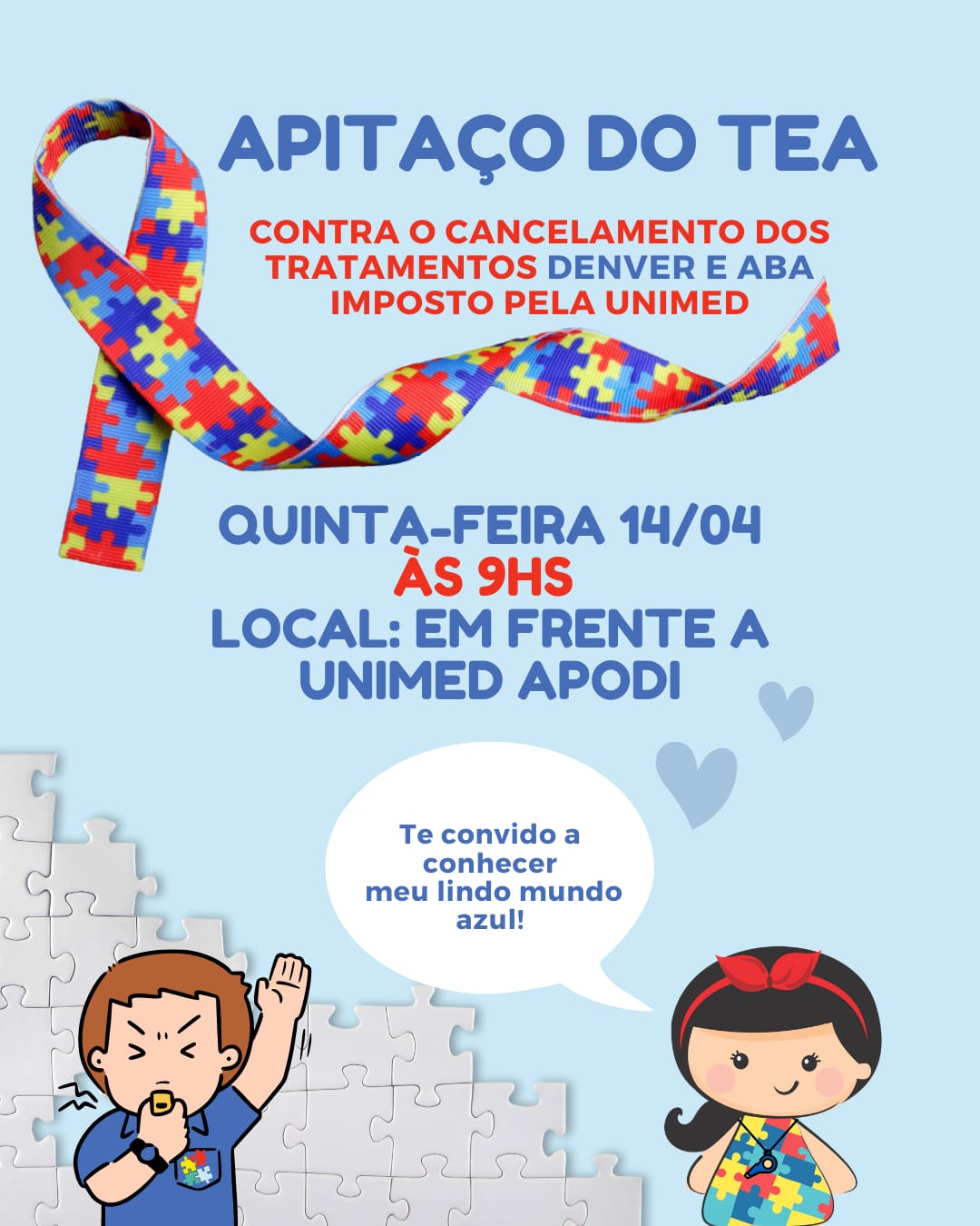 Famílias de pessoas com autismo realizam “Apitaço” contra o cancelamento dos tratamentos imposto pela Unimed
