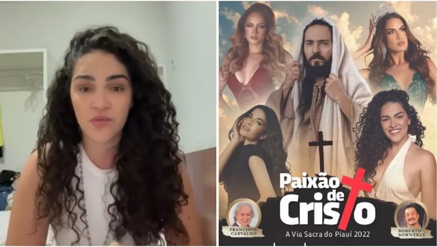 Atriz pede desculpas por decote em cartaz da Paixão de Cristo