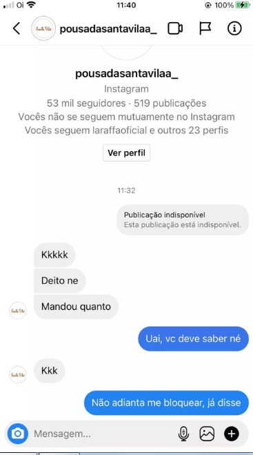 Golpista invade perfil de pousada, faz 'promoção' e debocha de vítimas