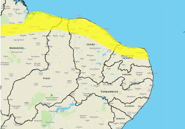 Instituto alerta para chuvas intensas em Natal, Mossoró e mais 53 cidades do RN; veja lista