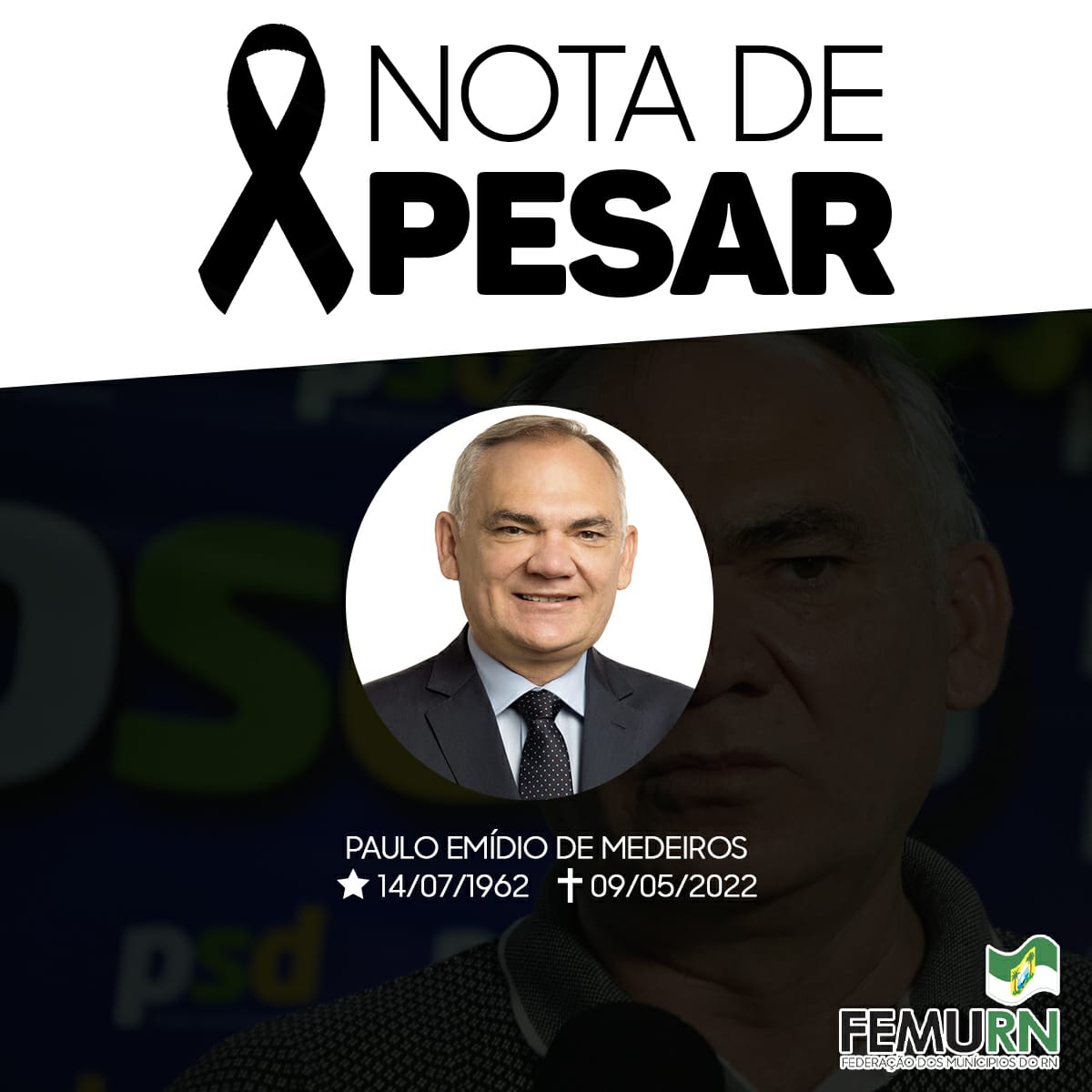 Femurn emite nota de pesar pela morte de Paulo Emídio; veja horário e local do velório