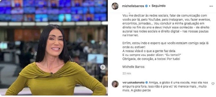 Âncora pede demissão e amiga, que saiu antes, diz: “A Globo te empurra para fora”