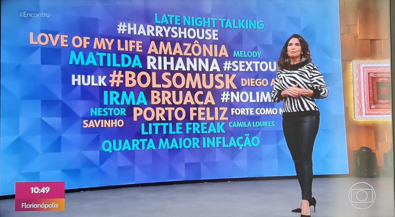 #BolsoMusk: Hashtag viraliza e aparece no telão do programa de Fátima Bernardes