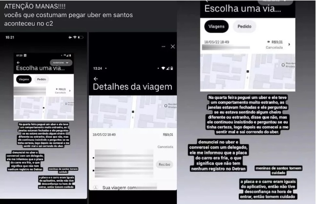 Jovem foge de motorista de aplicativo após ficar tonta com 'cheiro estranho'