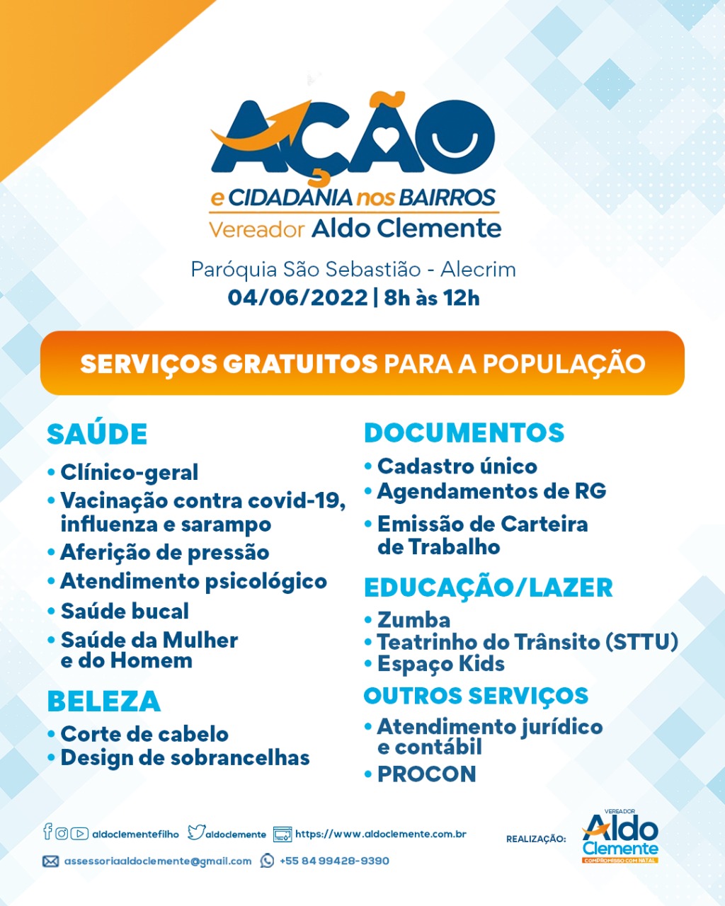 Aldo Clemente promove “Ação e Cidadania nos Bairros” no Alecrim; confira os serviços