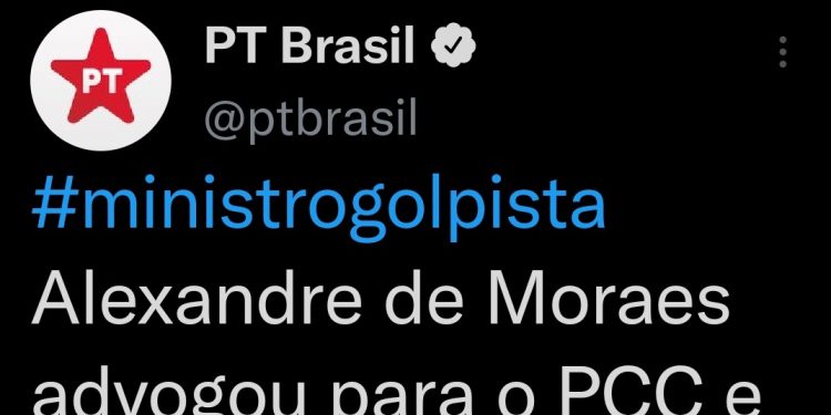 PT apaga post em que afirmava que Alexandre de Moraes “advogou para o PCC”