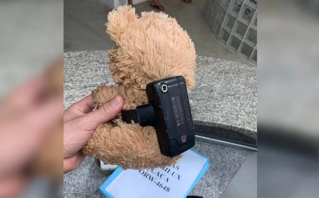 Homem encontra urso de pelúcia com tornozeleira eletrônica de foragida