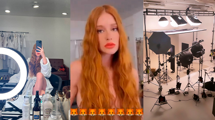 Marina Ruy Barbosa faz topless em bastidores de ensaio