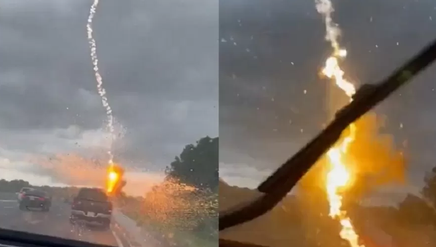 VÍDEO: Carro tem perda total após ser atingido por raio