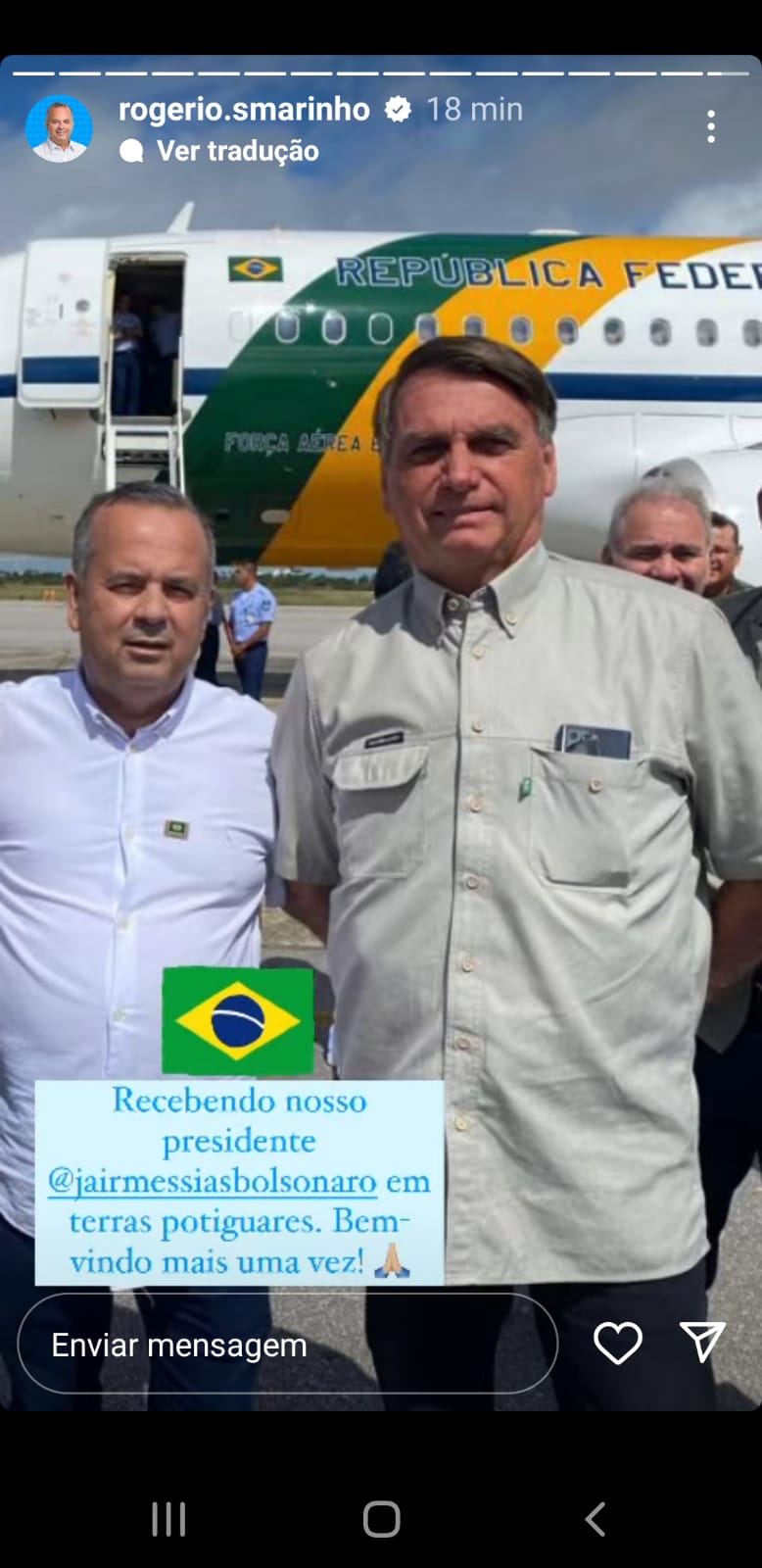 Bolsonaro já está em Natal para cumprir agenda de cultos e marcha