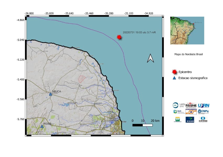 Laboratório de Sismologia da UFRN confirma dois terremotos no RN; um deles de magnitude 3.7 mR