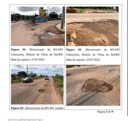 Relatório aponta mais de 300 buracos na estrada de Tibau do Sul/Pipa; veja imagens